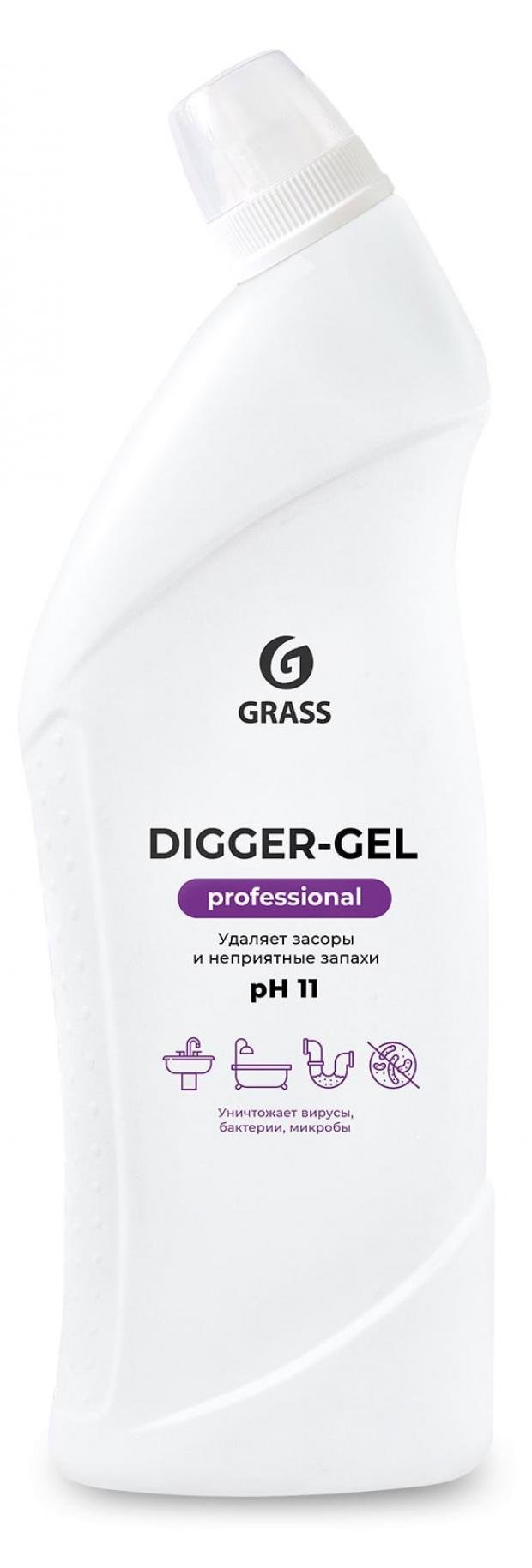 Средство для прочистки канализационных труб Grass Digger-gel Professional, 1 л