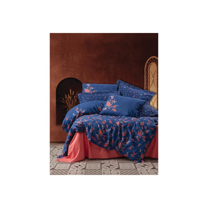 Комплект постельного белья женского двойного пододеяльника Emery, темно-синий