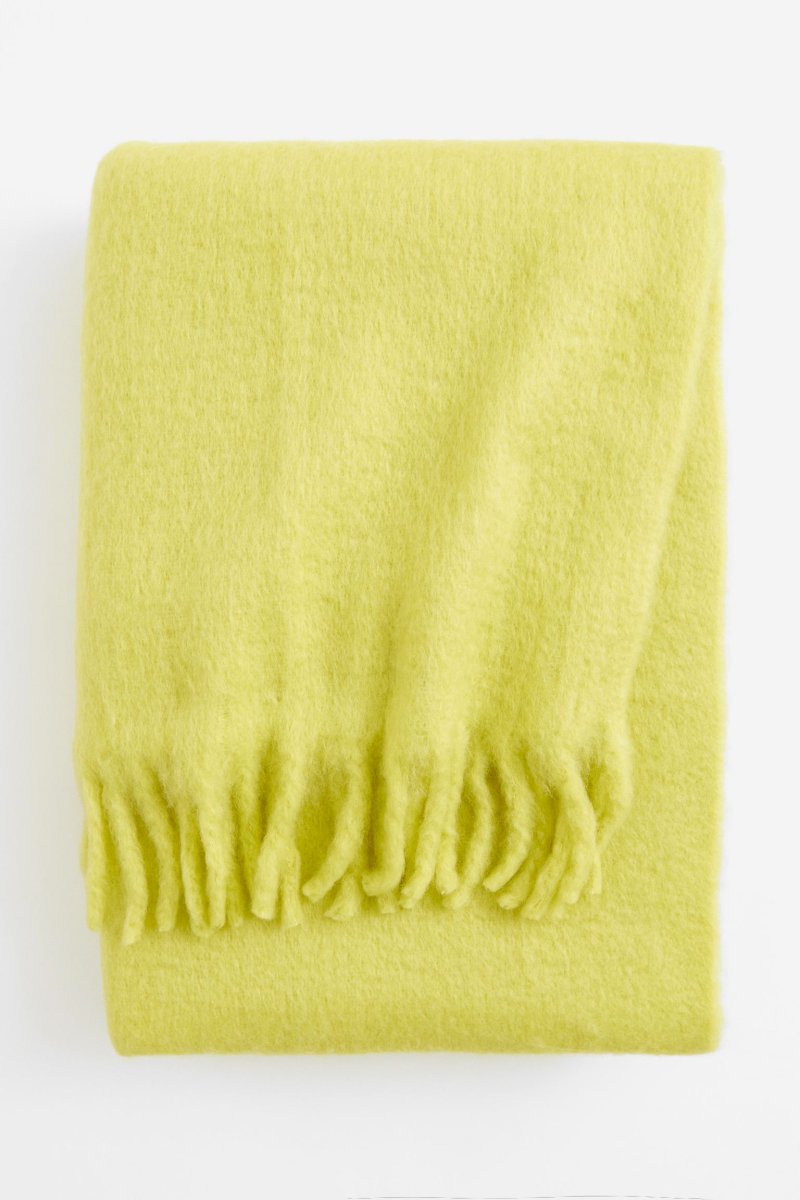 Плед H&M Home Wool-blend, светло-зеленый