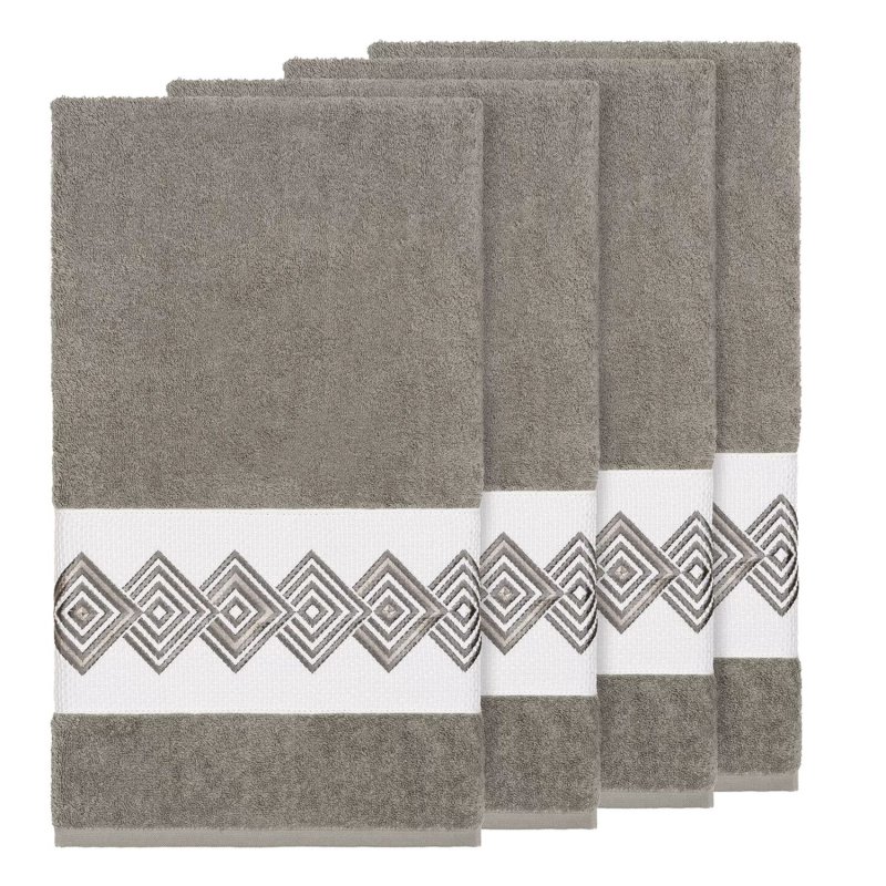 Linum Home Textiles Набор банных полотенец с украшением из турецкого хлопка Noah, светло-серый