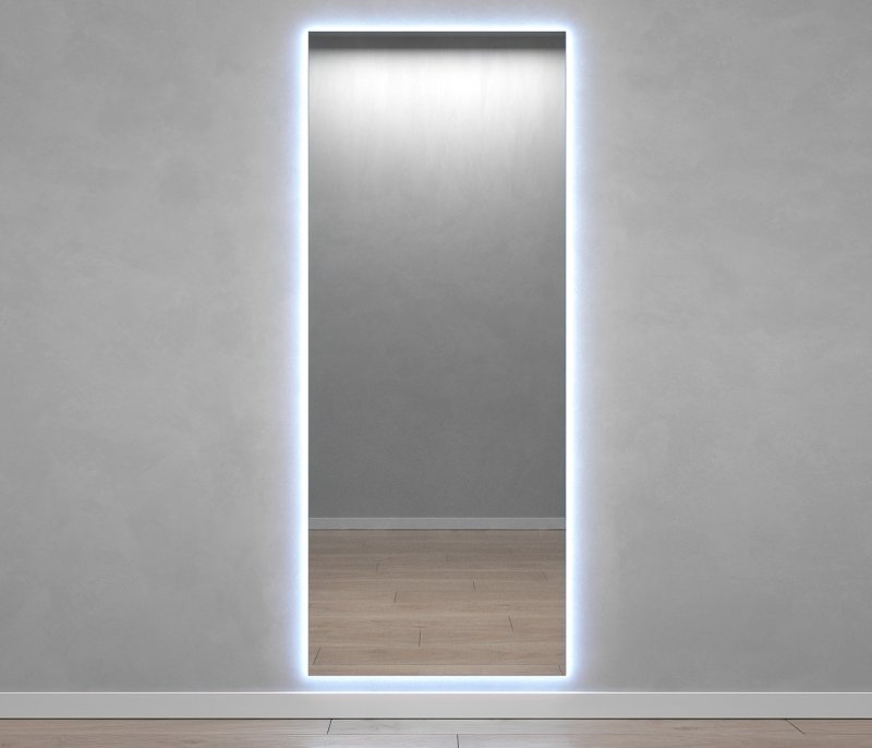 Прямоугольное зеркало большое 199х79 см, с холодной подсветкой HALFEO Slim NF LED XL